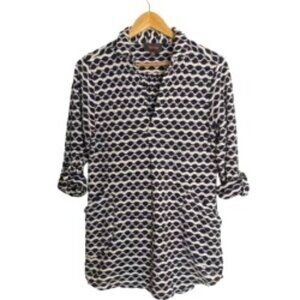 For Cynthia Navy and White Beach Coverup Medium